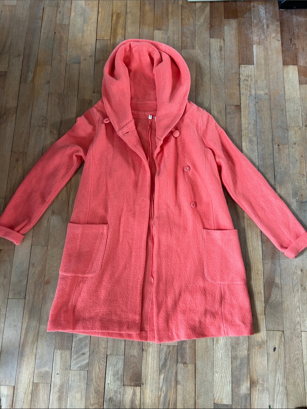 Anthropologie Women’s Hooded Wool Coral Coat